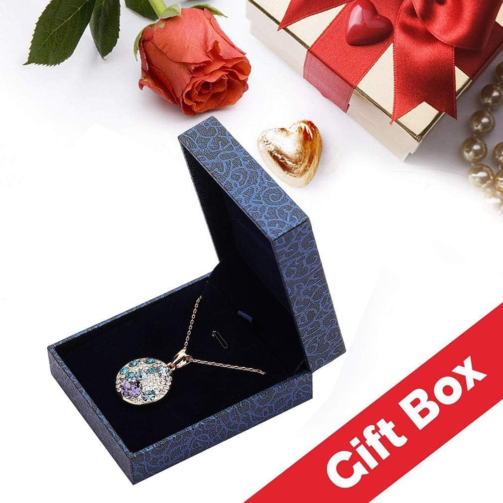 EVEVIC Austrian Crystals Round Disc Pendant Necklaces for Women Fashion 14K Gold Plated Hypoallergenic Dainty Jewelry - Image 6