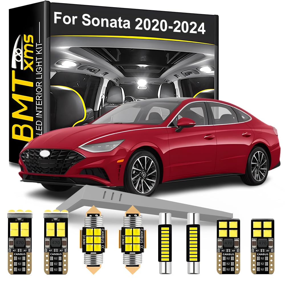 BMT xms LED Interior Light Kit Replacement for HYUNDAI Sonata LF DN8 2020 2021 2022 2023 2024, Super Bright 6000K White