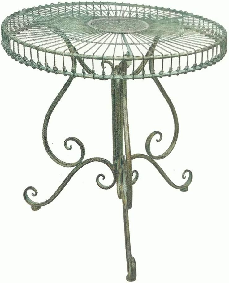 Round Garden Patio Table Antique Green - Iron