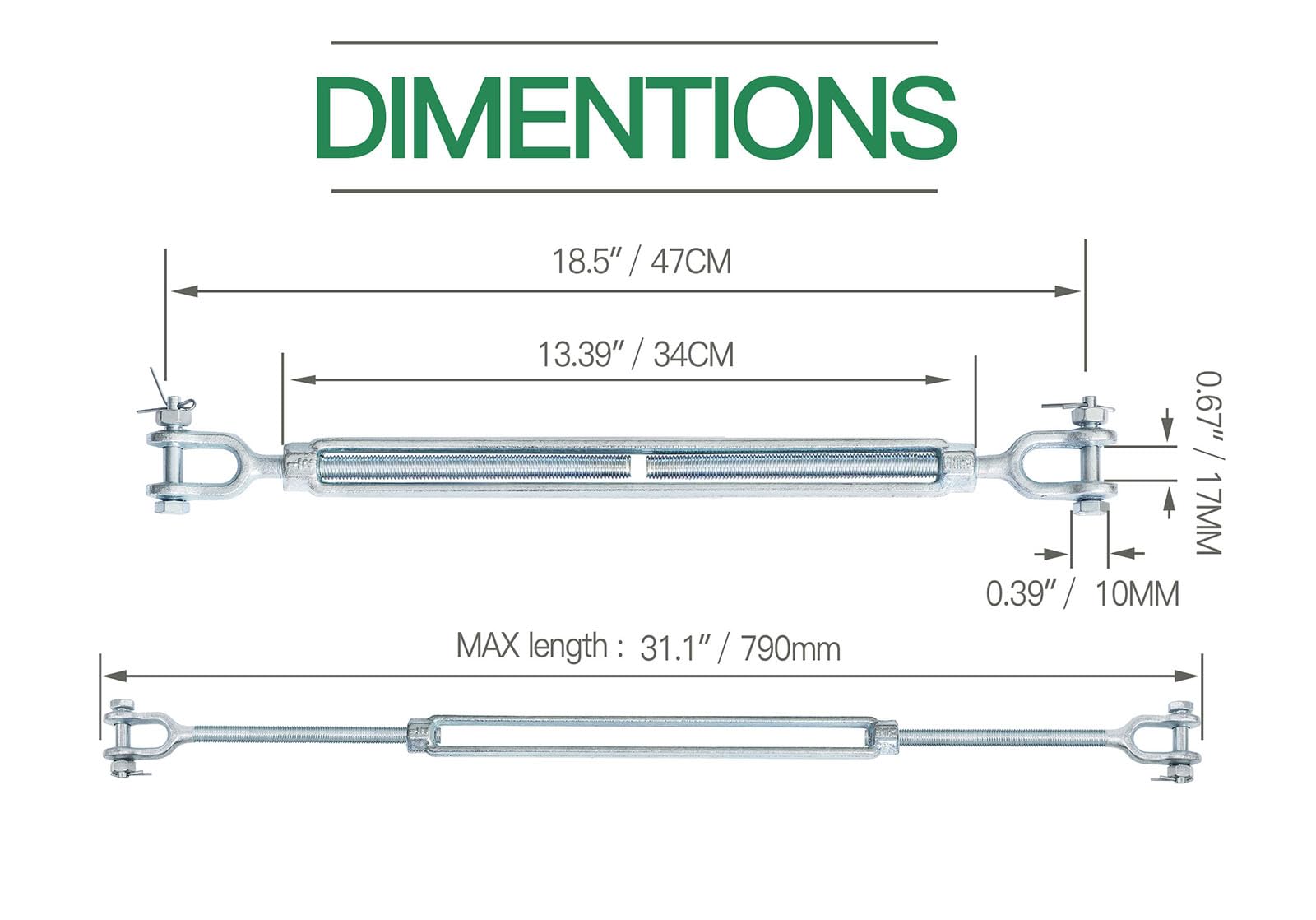 DIN1478 Drop Forged Turnbuckle Galvanized Closed Body Turnbuckle Jaw Turnbuckle M12