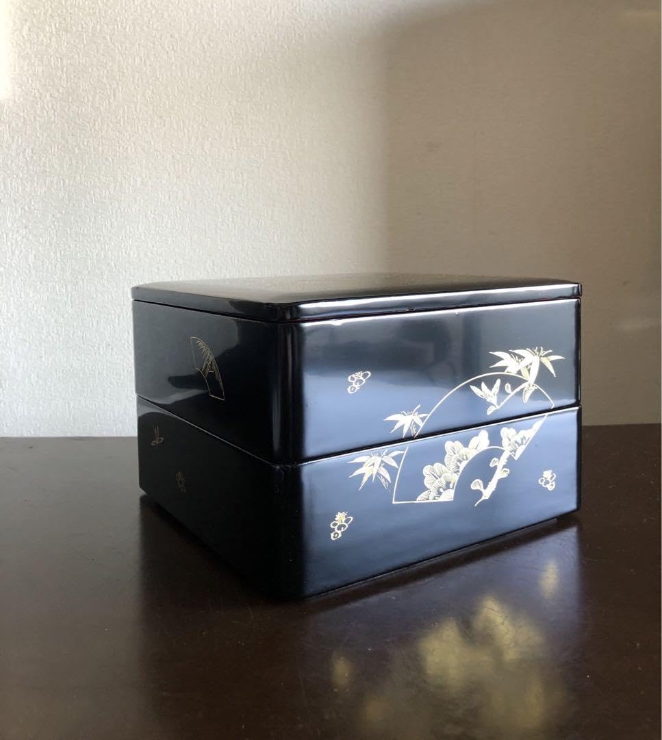 Amazon.co.jp: 工芸品 能登 輪島塗 漆器 二段 重箱 沈金 木製 漆
