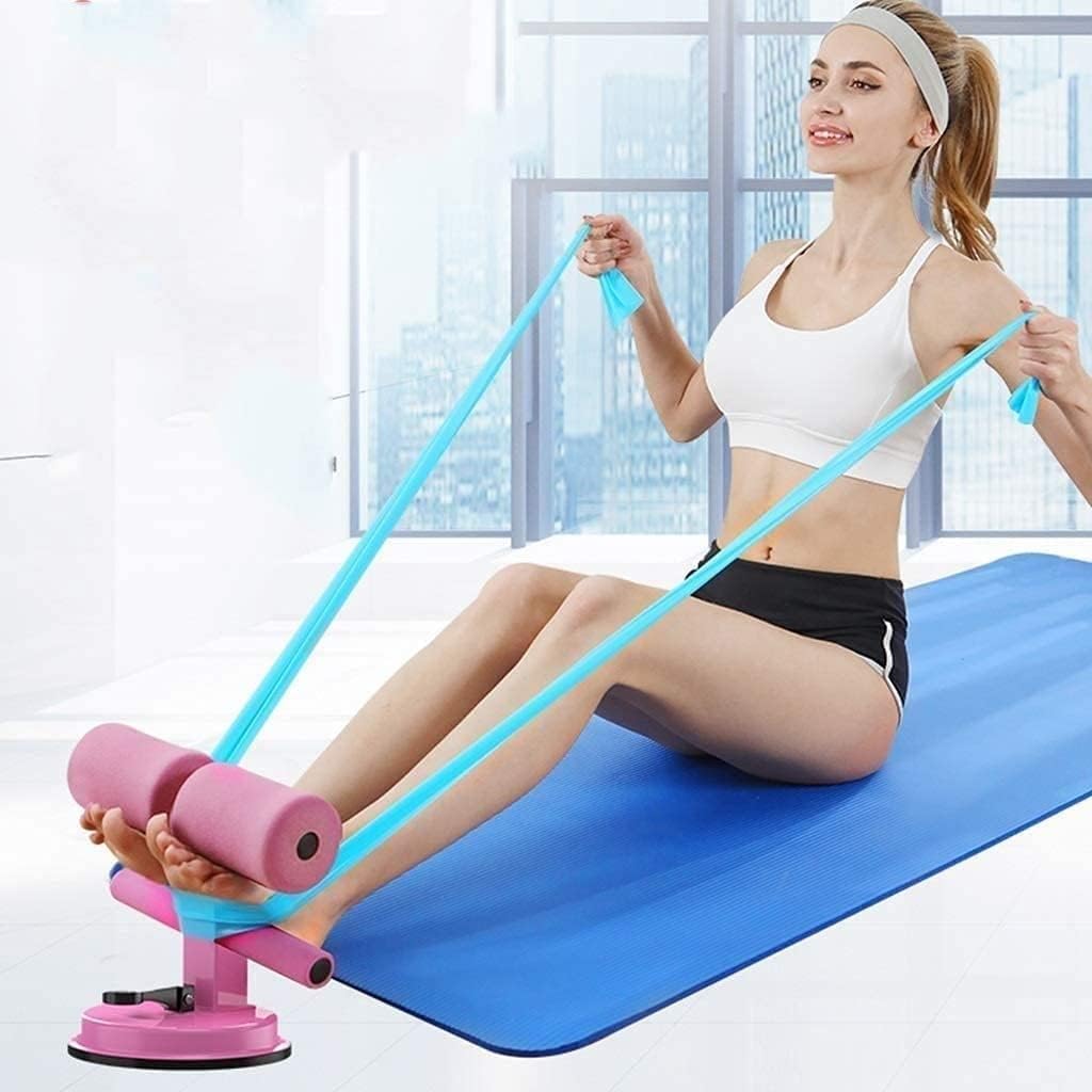 Sit-ups Assistant Bar Portable Exercise Machine Comfortable Padded Ankle Perfect for Home Work or Travel Core Strength Muscle Training (Black)