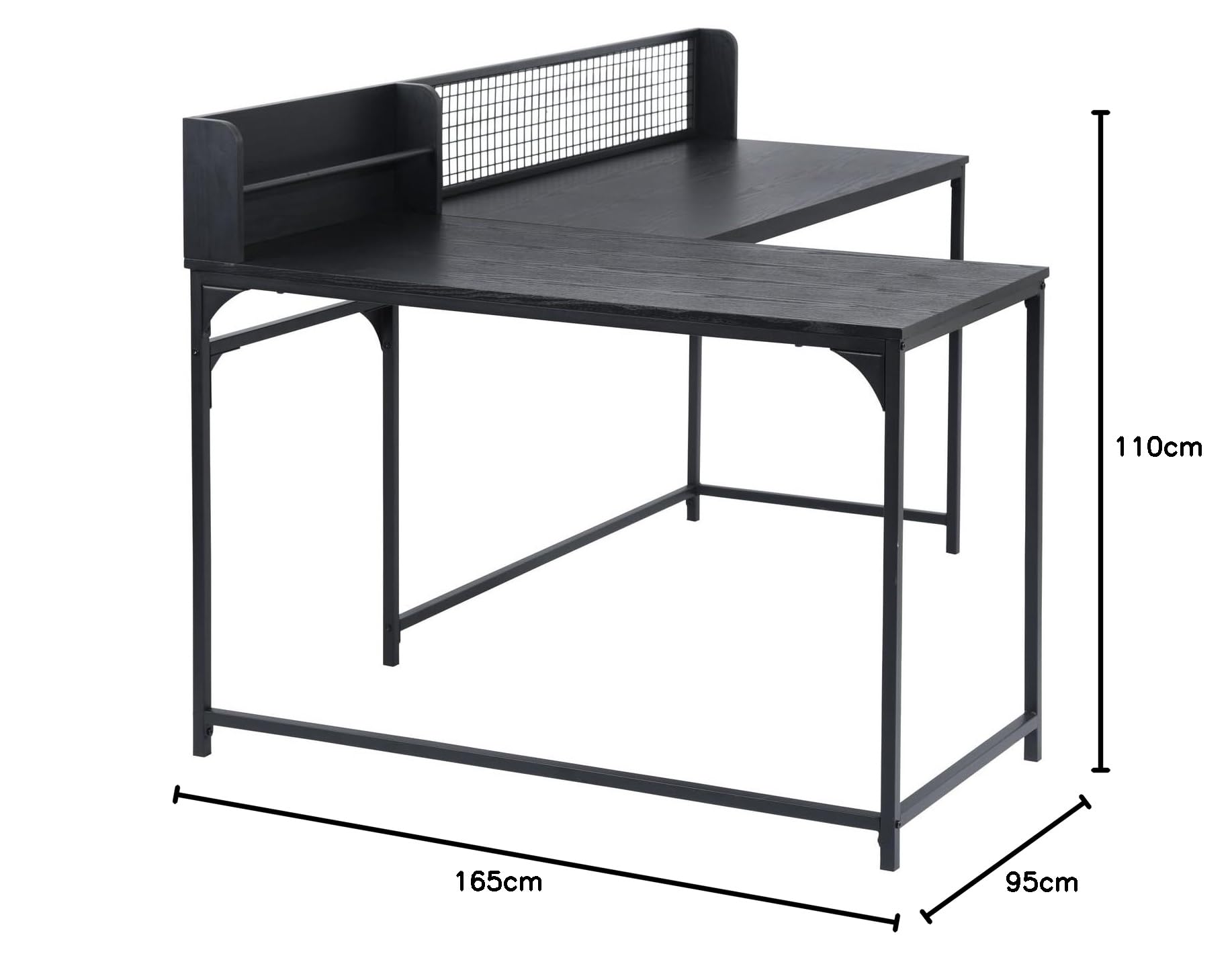 FurnitureR Escritorio esquinero en Forma de L, Mesa Industrial para computadora, Gran Superficie de Almacenamiento con Patas de Metal, estación de Trabajo para computadora, Escritorio de Estudio para