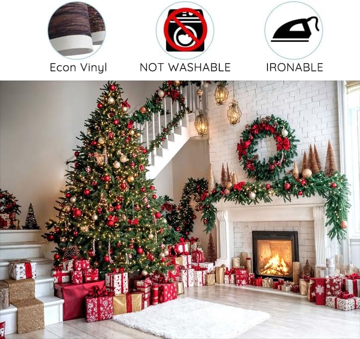 Miniatura 4 de Telón de fondo de chimenea de Navidad, árboles de Navidad, escaleras, regalos, leñas, decoración de fiesta de Feliz Navidad, fondos de fotografía,