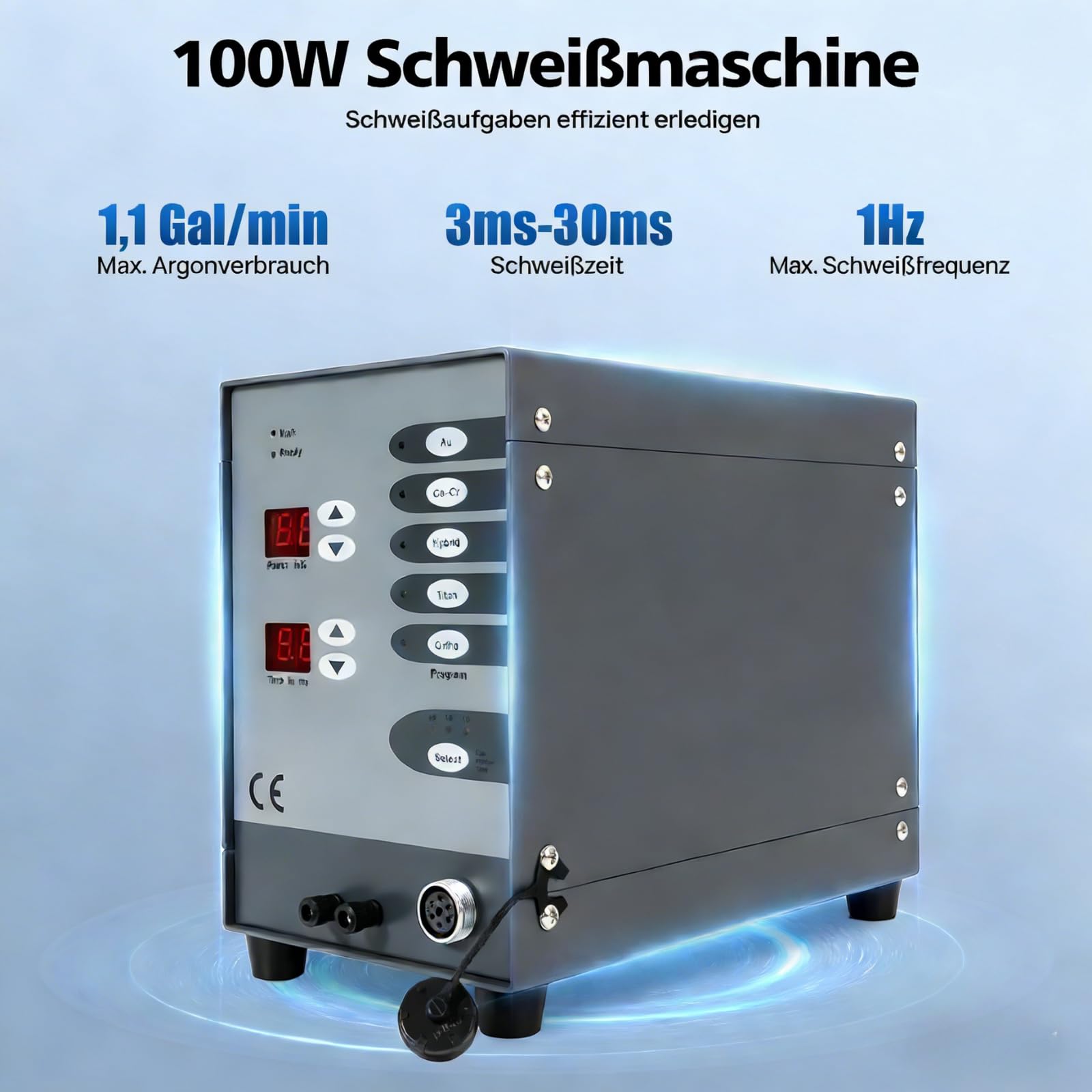 Automatische Punktschweißmaschine, Elektrisches Pulse Spot Welder Gold Silver Schweißmaschine, Pulse Argon Schweißgerät, 220V 100W Punktschweißmaschine für Schmuck, Edelmetalle & DIY, inkl.