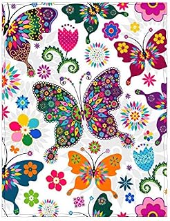 YISUMEI 150x200 cm Blanket Comfort Warmth Soft Cozy Easy Care Machine Wash Colourful Butterfly