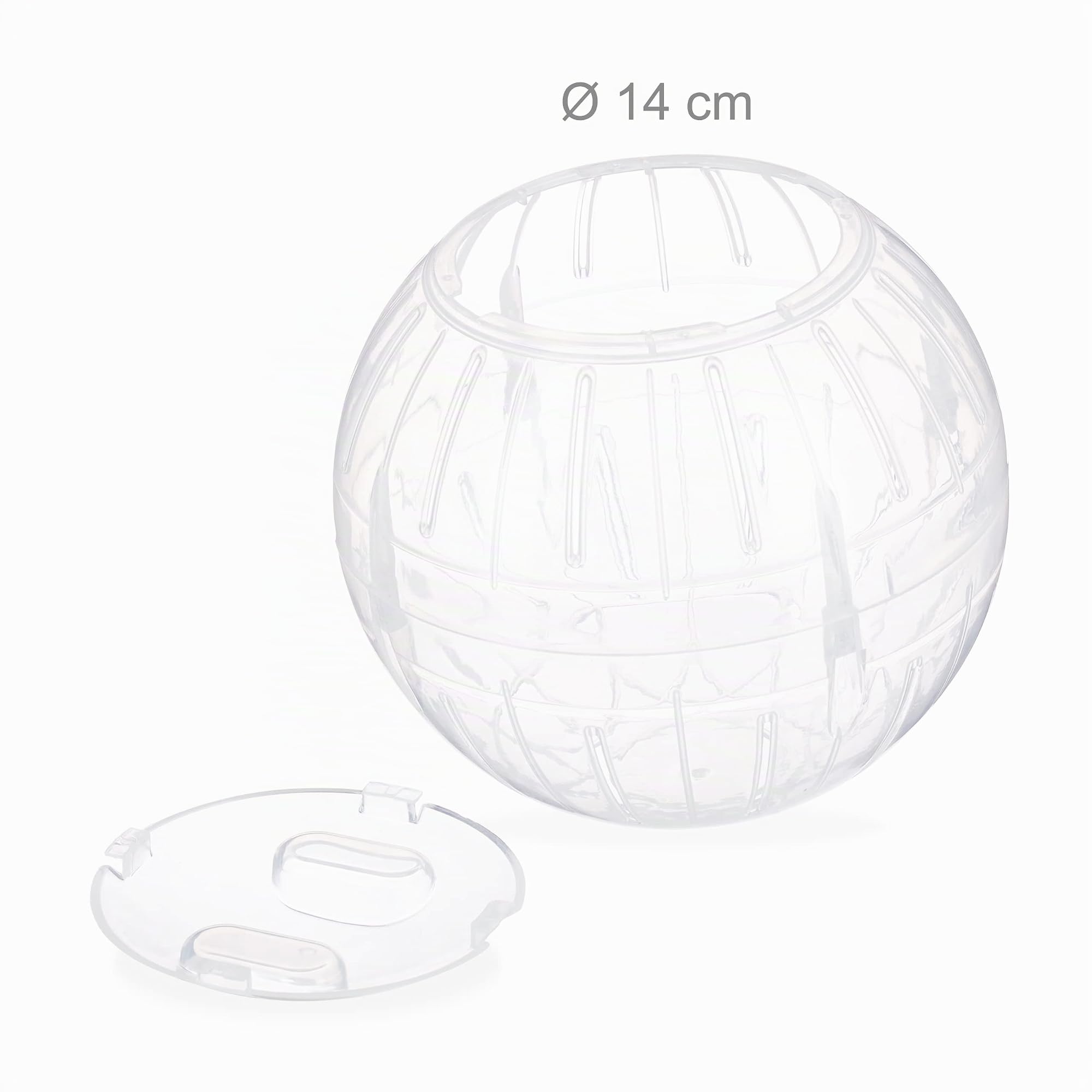 Relaxdays Bola Hámster Juguete para Roedores, Plástico Transparente, 14 cm