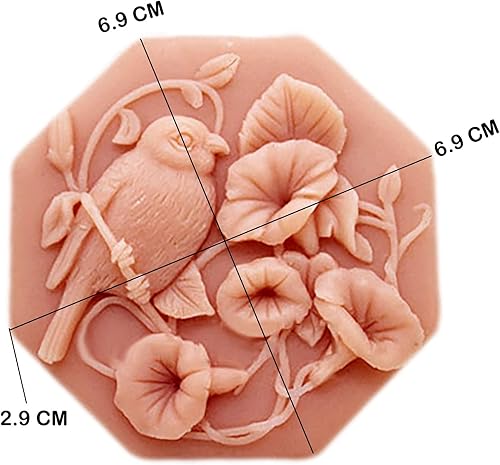 Miniatura 2 de Molde de jabón de silicona para hacer jabón, manualidades, hecho a mano, chocolate, caramelo, pastel, pastel, pájaro, flor (11516)