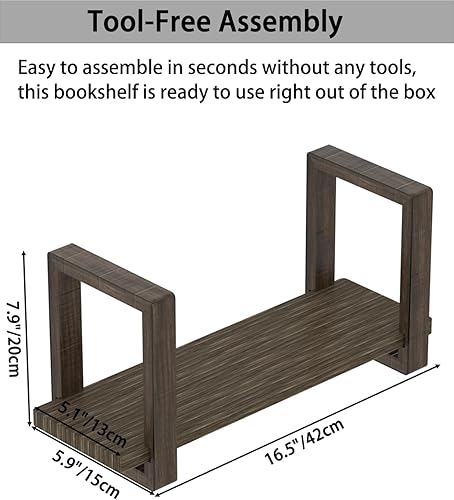 Miniatura 3 de Estantería de escritorio ajustable, estantería de mesa retro, estantería de escritorio para la parte superior del escritorio en la sala de estar,