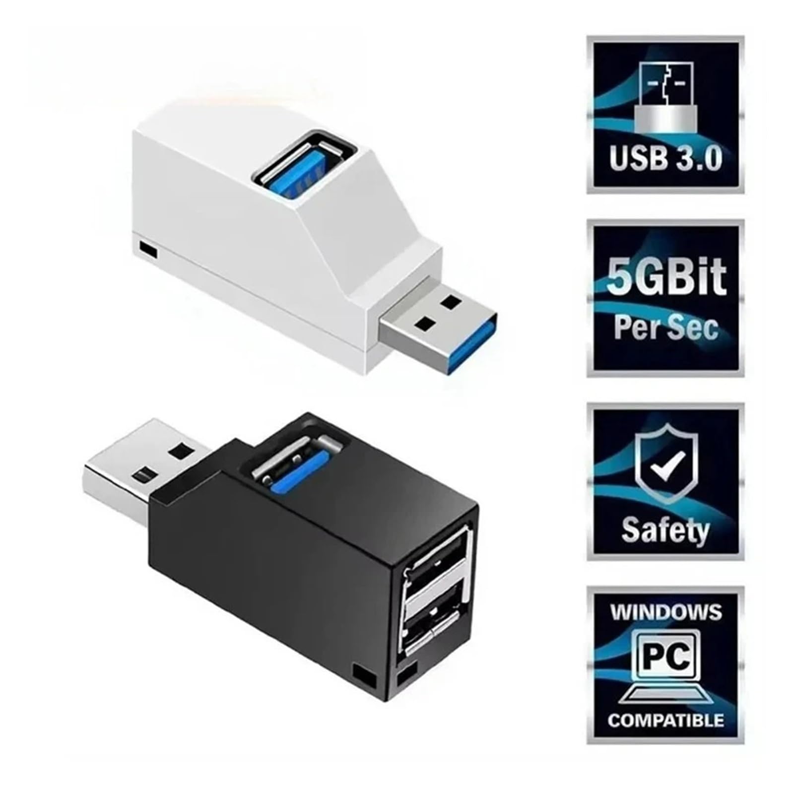 Koncentrator USB 3.0, 1-to-3 porty do mini rozdzielacza, przedłużacz Hi-Speed do PC, laptopa, czytnika kart U (USB 3.0 HUB White)