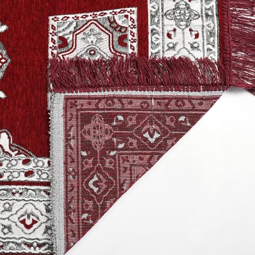 Image of Velvet Floral Janamaz Mat | Prayer Mat /Meditation Janamaz for Namaz /Meditation Mat /Muslim| Size 27x50| Washable Soft Prayer Mat (Maroon)
