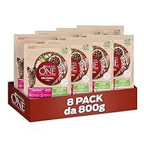 PURINA ONE Mini Small Controllo del peso Crocchette per Cani Adulti Sterilizzati con Tacchino e Riso 8 Sacchi da 800g