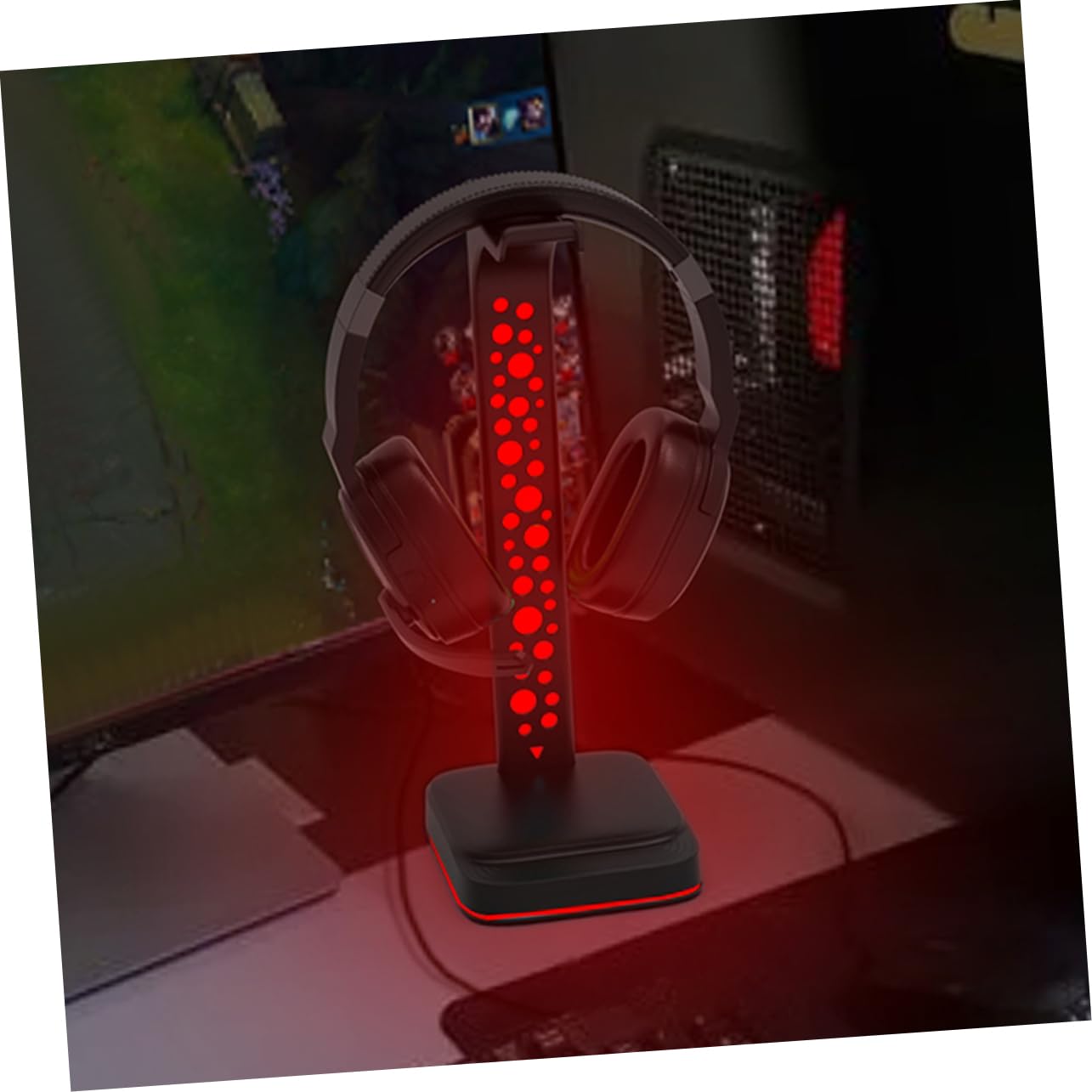 Gadpiparty Supporto Cuffie Rgb in Abs Nero per Gaming PC e Desktop | Trasmissione Dati, Uso Prolungato, Stile da Scrivania, Accessorio per Setup e Postazione