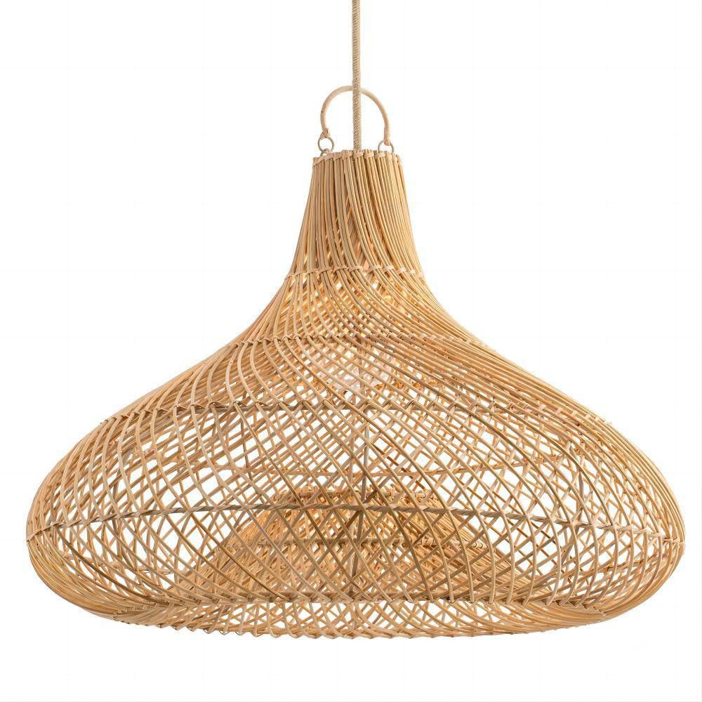 Lqzcxmf Light Farmhouse Rattan Pendant Ing Vintage Woven Bamboo One- Adjustable Boho Basket Handmade Woven Hanging Fixtures For Kitchen Island Hallway Foyer E26/27 Lamp Holder