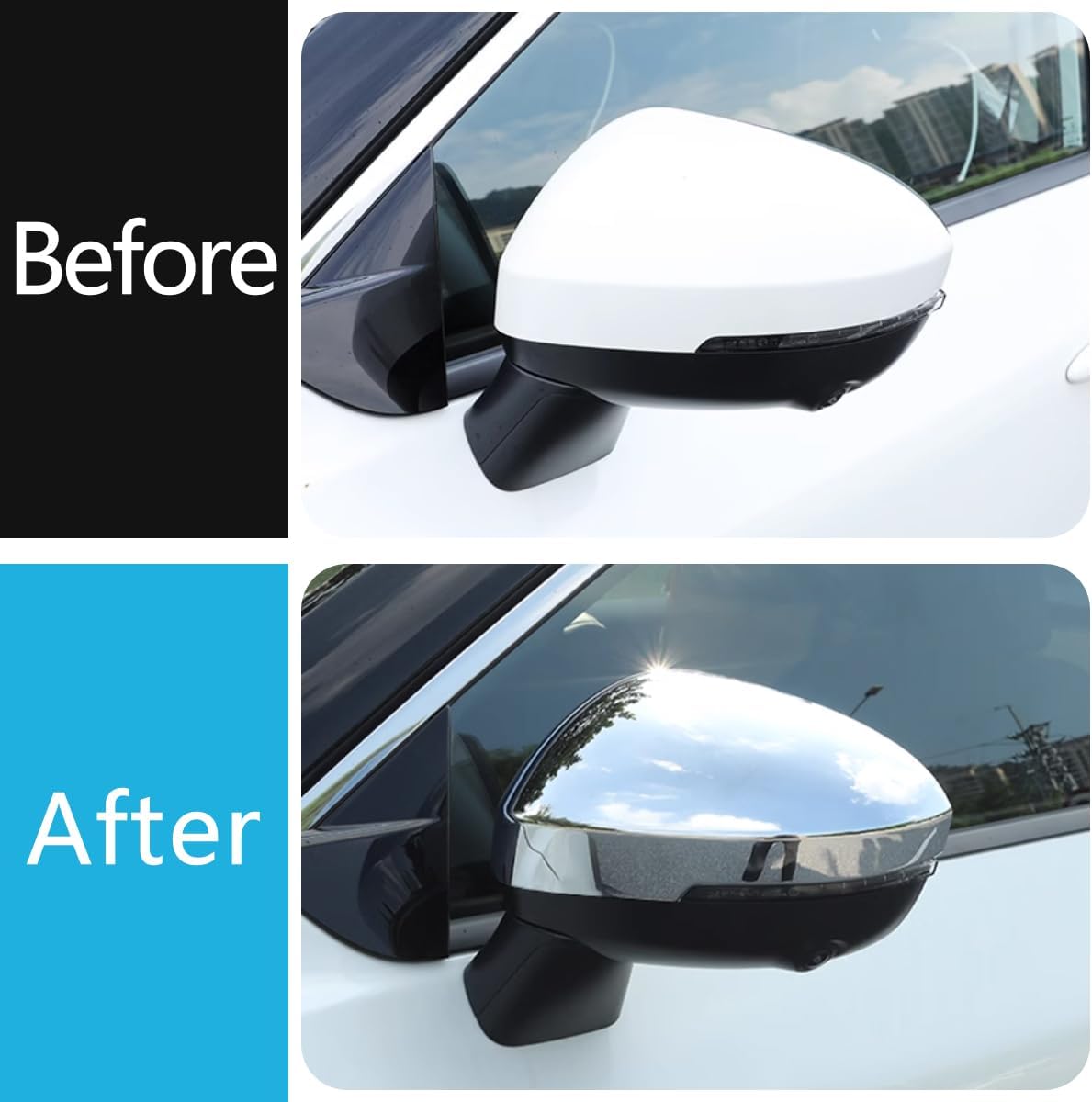 Car Accessories Fit for Nissan New Rogue 2021 2022 2023 2024 Rear View Mirror Side Molding Guard Cover Trims (Chrome) 2PCS ABS