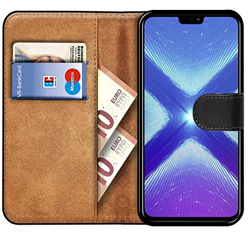 Verco Wallet Case for Honor 8X Book Cover with Magnetic Closure compatible with Honor 8X Flip Case with Card Slots Faux Leather - Black - Image 2