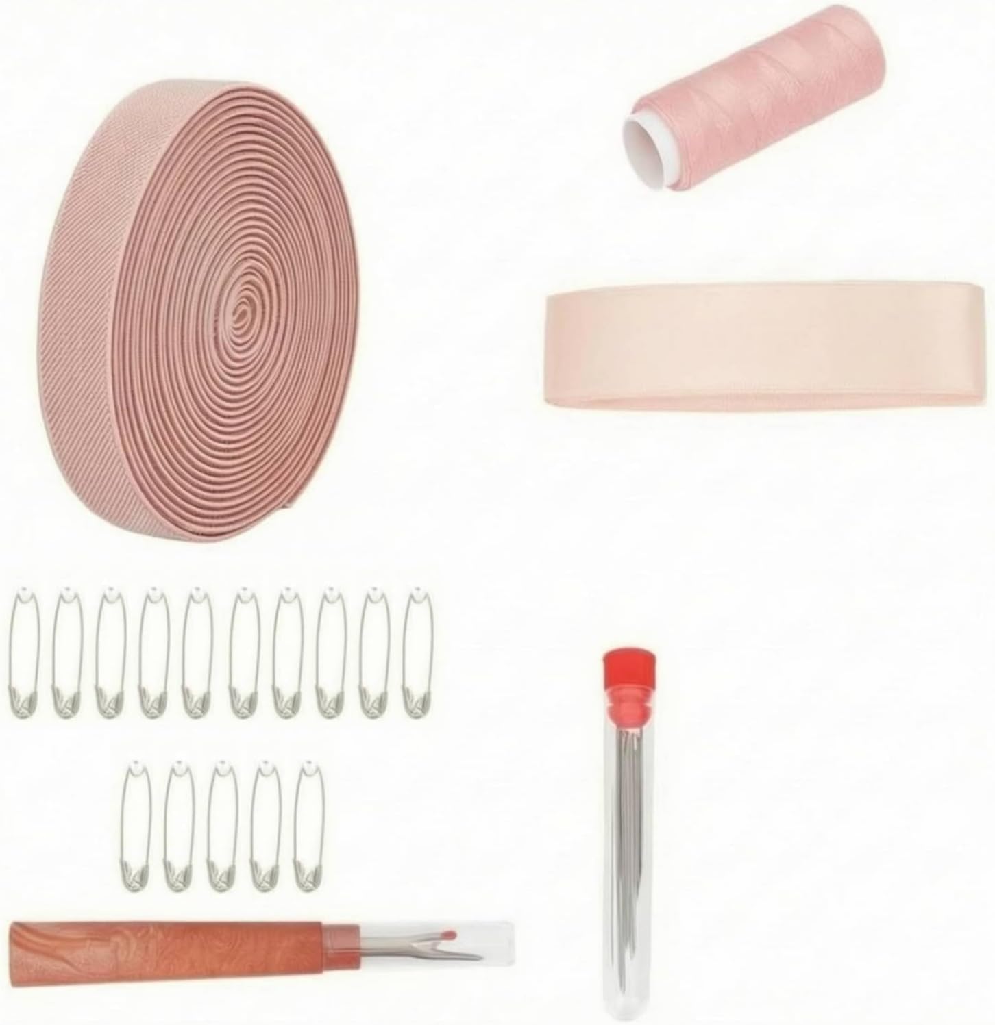 Deevoka Kit Ballet Shoe Sewing Kit with Elastic Bands Satin Ribbon Thread Spool Hand Pins Seam Remover Portable Set for Dancers Rehearsals Stage Use Home Repairs