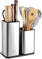 Vista 1 de Knife Holder and Utensil Holder - Stainless-Steel Modern Rectangular Design Universal Knife Block and Kitchen Utensils Organizer for Counter-top
