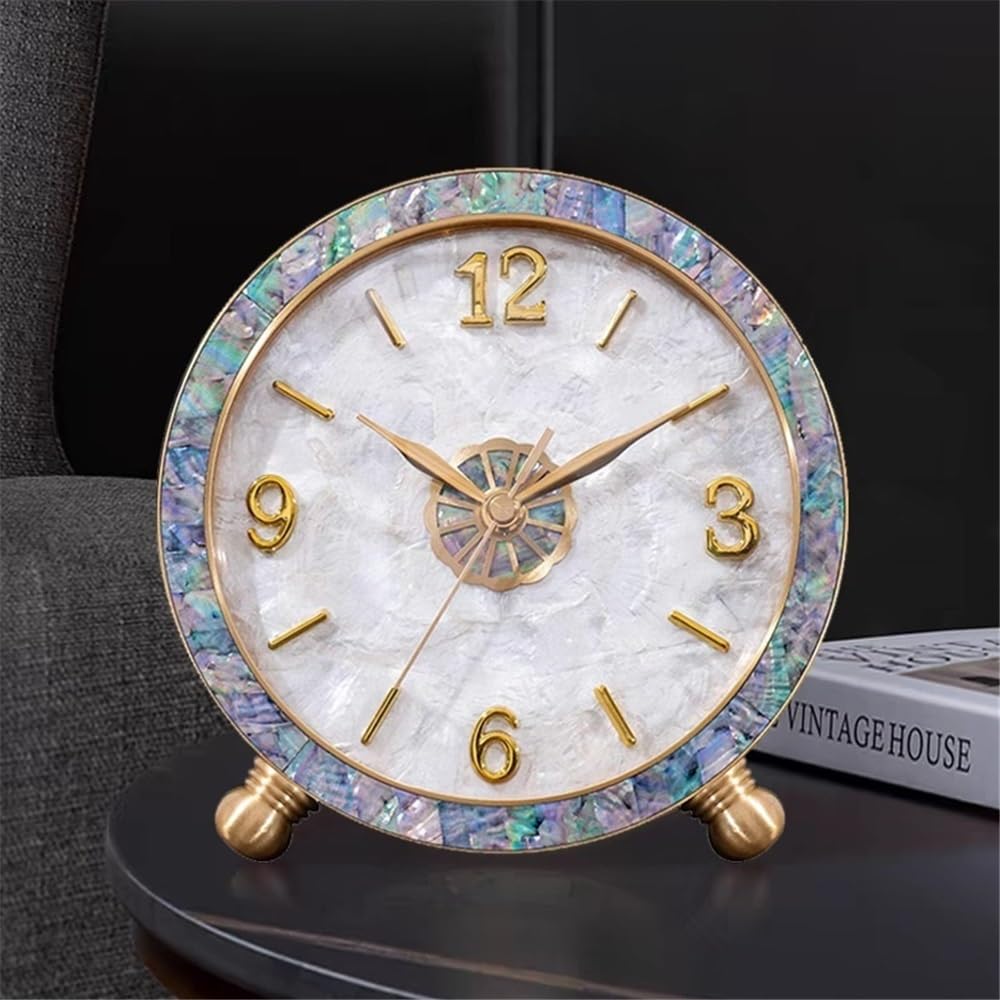 Décorative Horloge de Bureau en Laiton, décoration de Salon, lumière de Luxe, Ornements placés, silencieuse, à la Mode pour Bureau Chambre Table