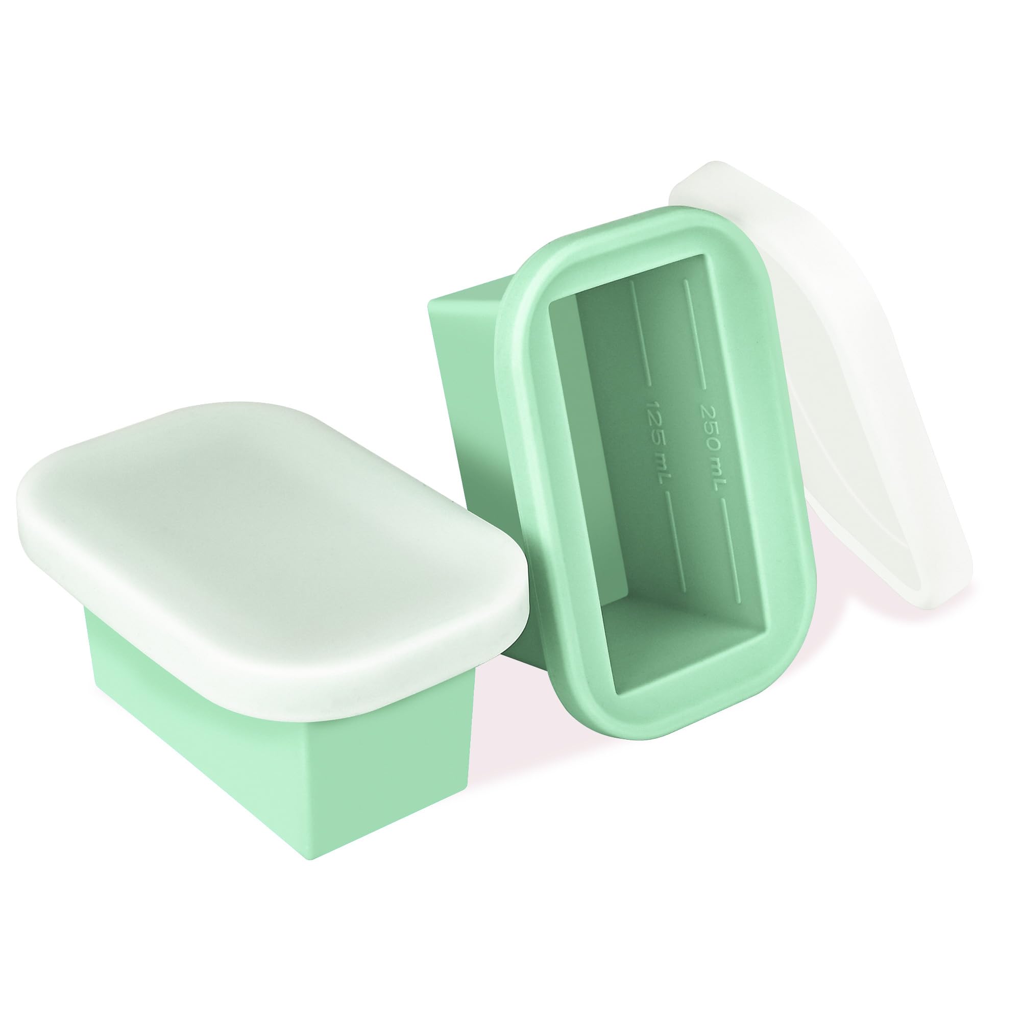 QUELIEN Silikon Gefrierform mit Deckel – Portionierer zum Einfrieren von Suppe,Brühe & Aufläufen – BPA-freier, stapelbarer Meal-Prep Behälter