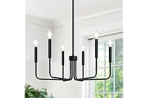 6-Light Black Farmhouse Chandelier for Dining Room Lighting