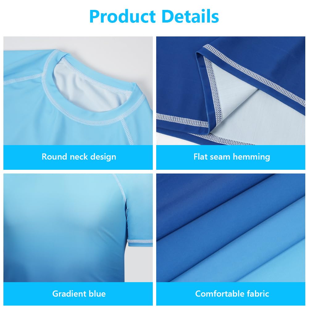 Rashguard Homme Anti-UV Manches Courts T-Shirt de Sport pour Natation Surf Plongée Séchage Rapide