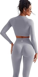 Seamless 2-Piece Workout Set: Hip Lifting Leggings & Long Sleeve Crop Top