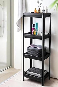 Orret Home 4 Katl  Ge meli Plastik Banyo ve Mutfak Organizeri, Kolay Montajl  4 Katl  Raf, Mutfakta ve Banyoda Kullan m  in  deal, Dayan kl  Depolama  z m  Siyah