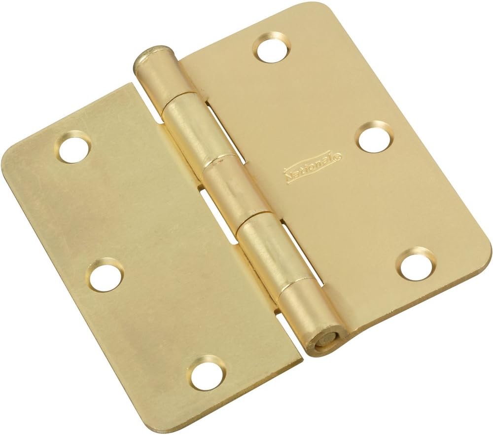 National Hardware N144-352 512RC Door Hinges in Brass , 3-1/2"