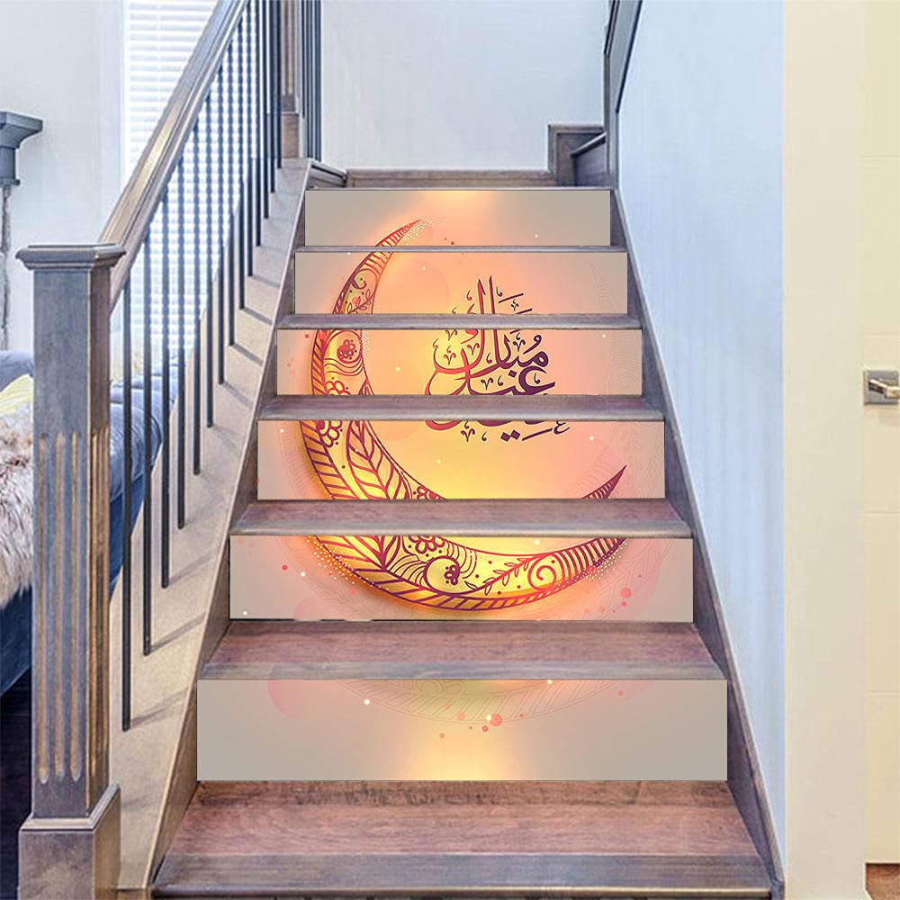 Naklejki Na Schody Mural Samoprzylepnecrescent Moon Drukowanie Schody Naklejki 3D Naklejki Kroki Dekoracyjne Wodoodporne Naklejki Ścienne Pcv-6P (18X100Cmx6Pcs)