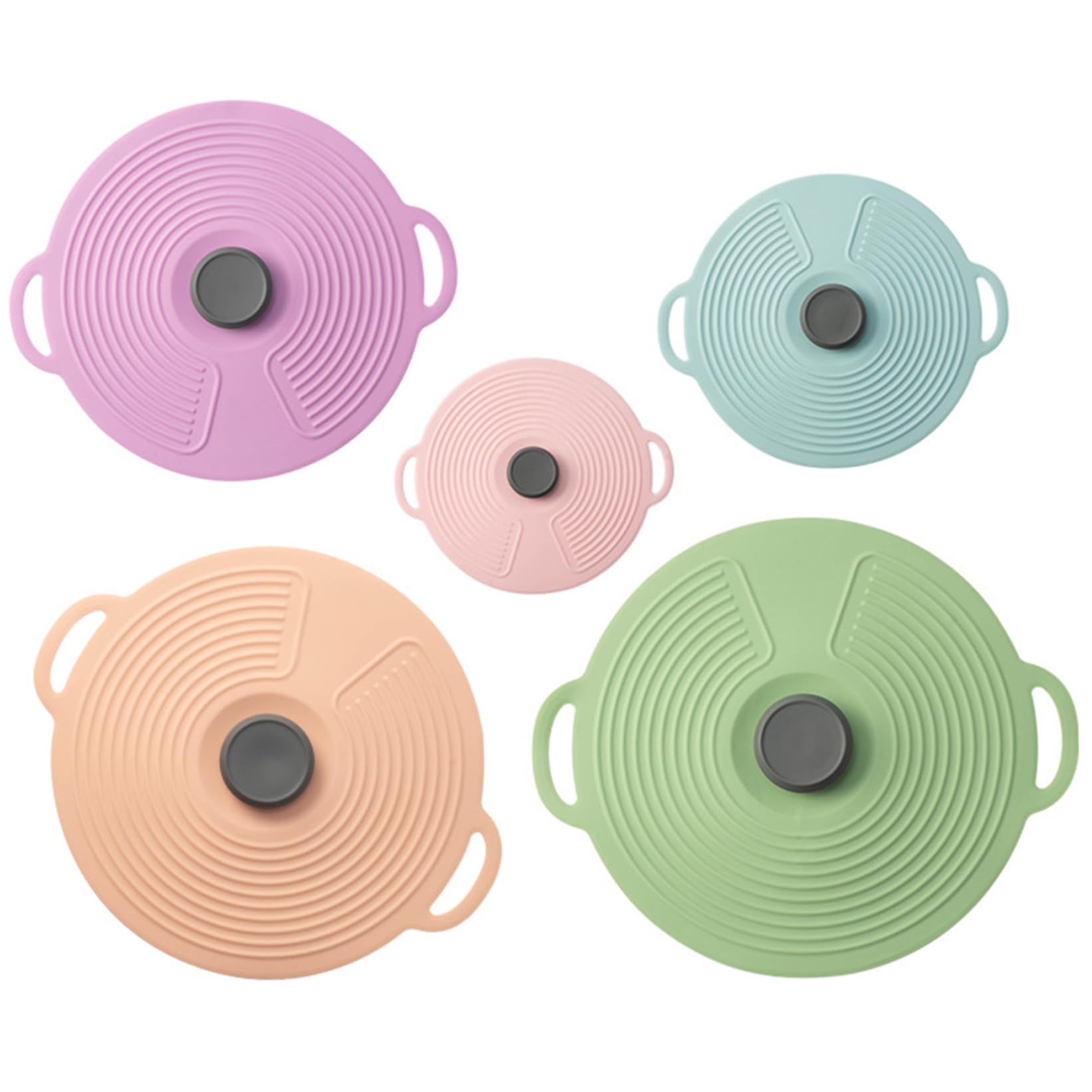 Tsawntd Silicone Lids for Pots & Pans 5Pcs 12.4/9.1/7.9'' Silicone Pot Lids Food Bowl Covers with Handle Reusable Suction Seal Covers for Bowls, Pots, Cups Bowl For Bowls