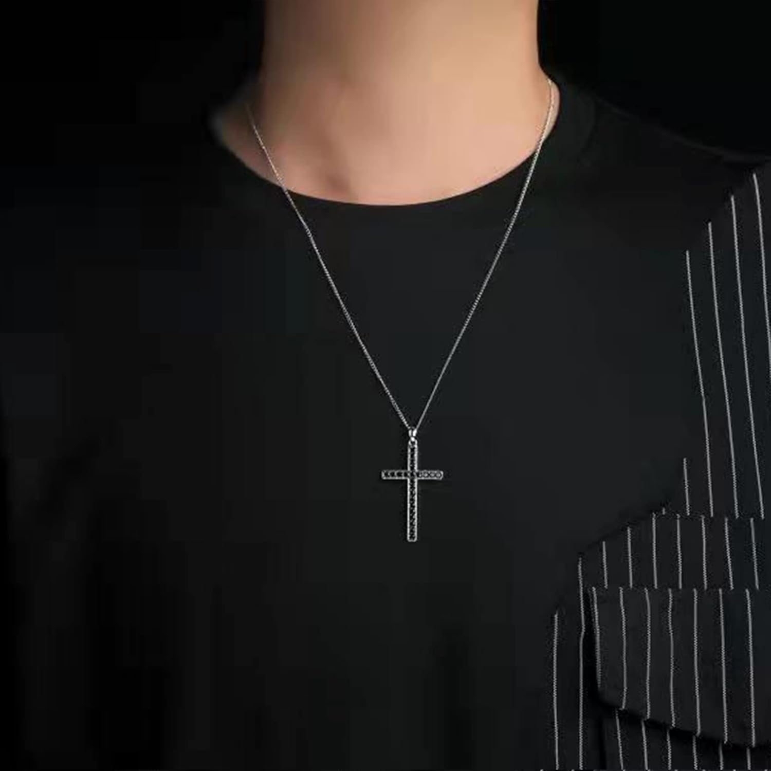 Classic Simple 925 Sterling Silver Cz Cross Crucifix Pendant Necklace for Women and Men - Holy Religious Faith Christian Jewelry - Sparkling Modern Statement Trendy Everyday Fashion Gifts