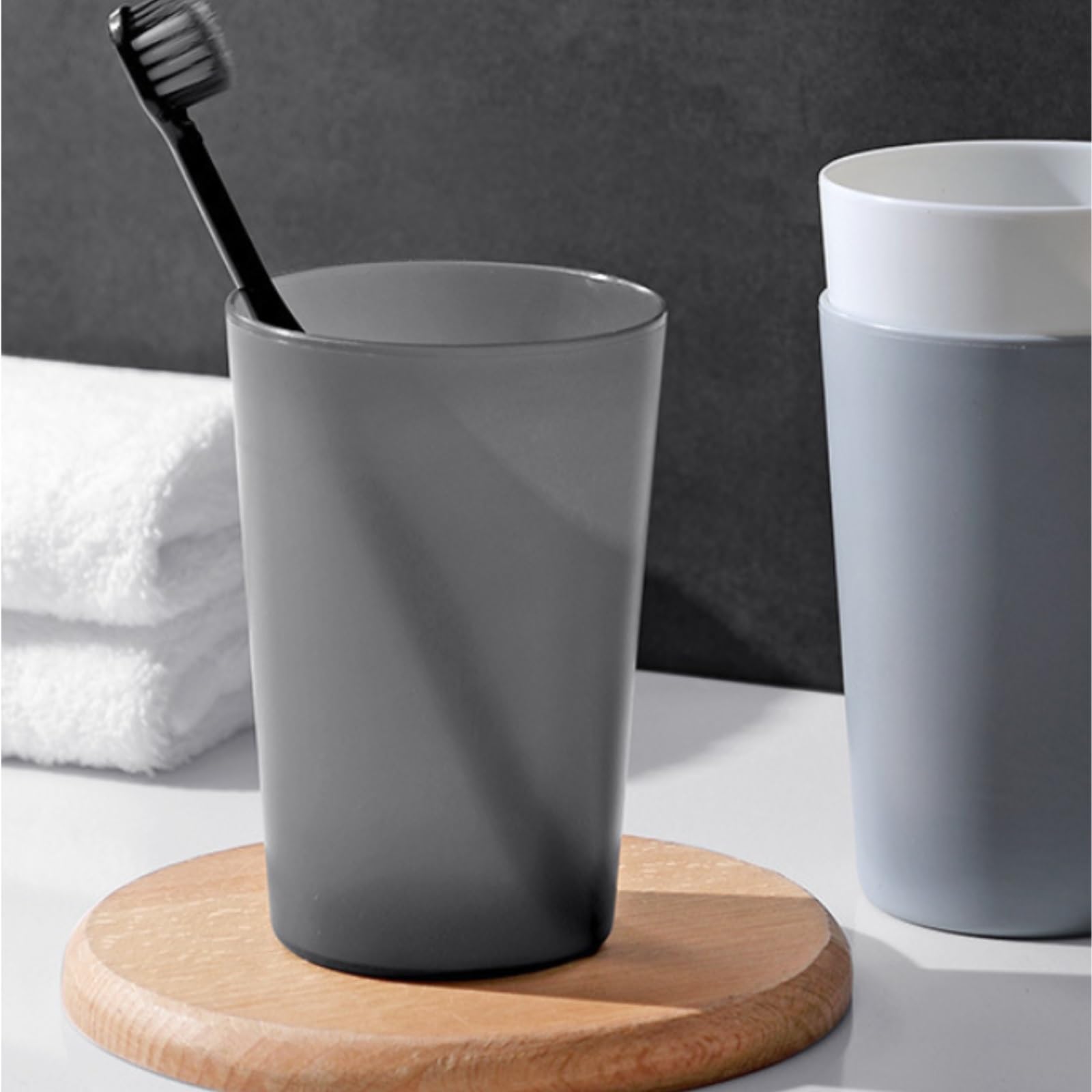 Portacepillos de Dientes para Familia Vaso De Baño Taza Reutilizable Irrompible Cepillo Dientes Tazas Enjuague Bucal Plástico Cocinas(White)
