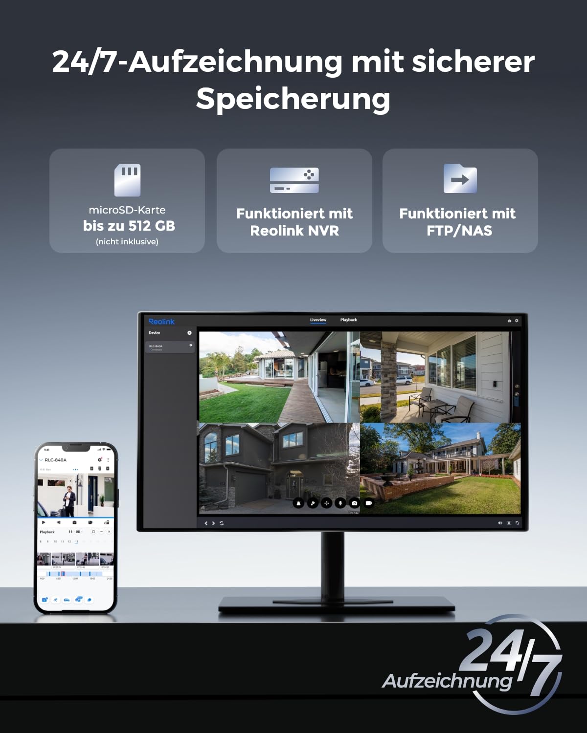Reolink 4K UHD PoE Überwachungskamera, mit Ik10 Vandalismusschutz,RLC-840A | Farbnachtsicht, intelligenter Personen-/Fahrzeug-/Tiererkennung, Zwei-Wege-Audio, Einer schwenkbaren Innenhalterung,