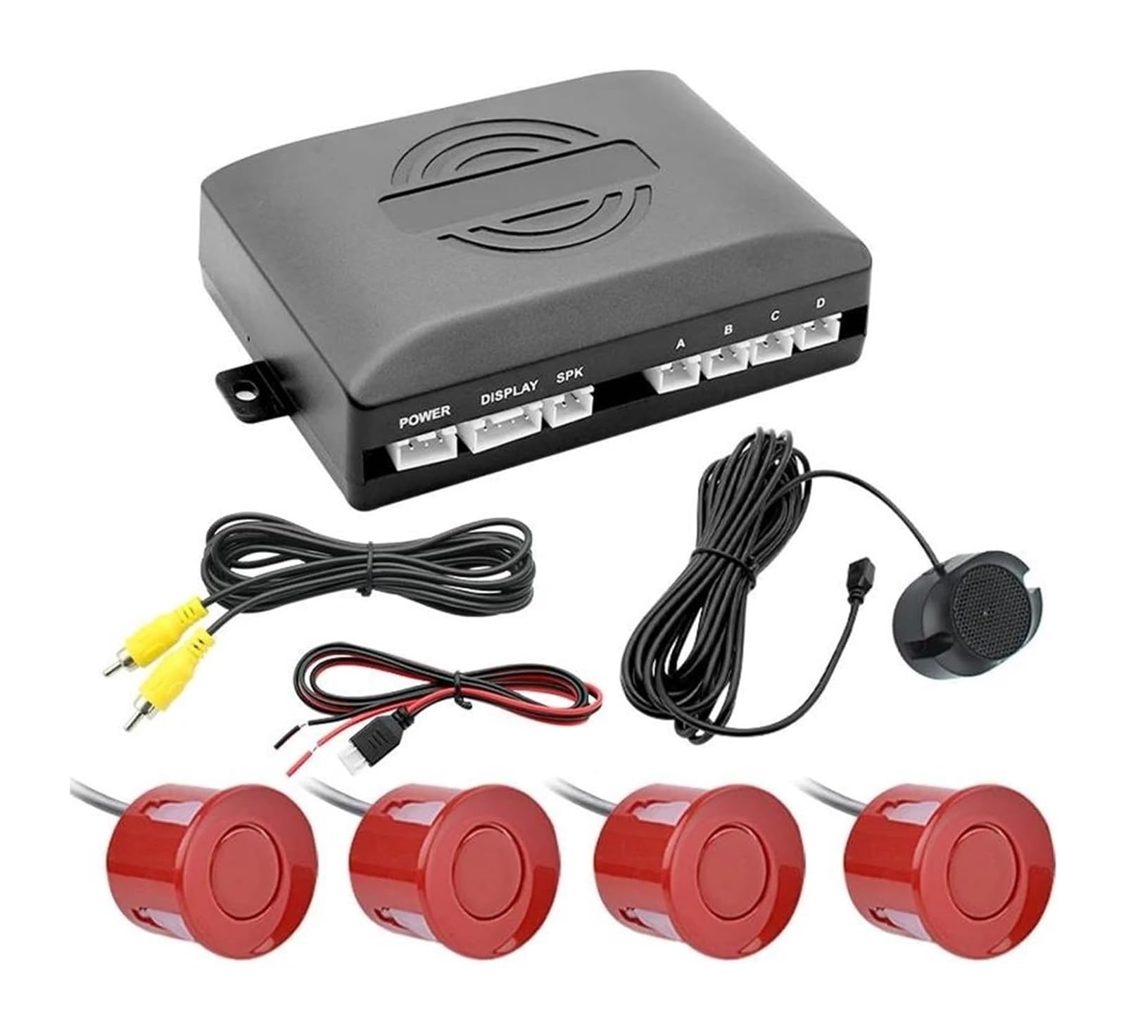Radar Recul Arrière pour Voiture Capteur Stationnement Vidéo AHD Détecteur Assistance Caméra Surveillance Radar De Recul Voiture(Rouge)