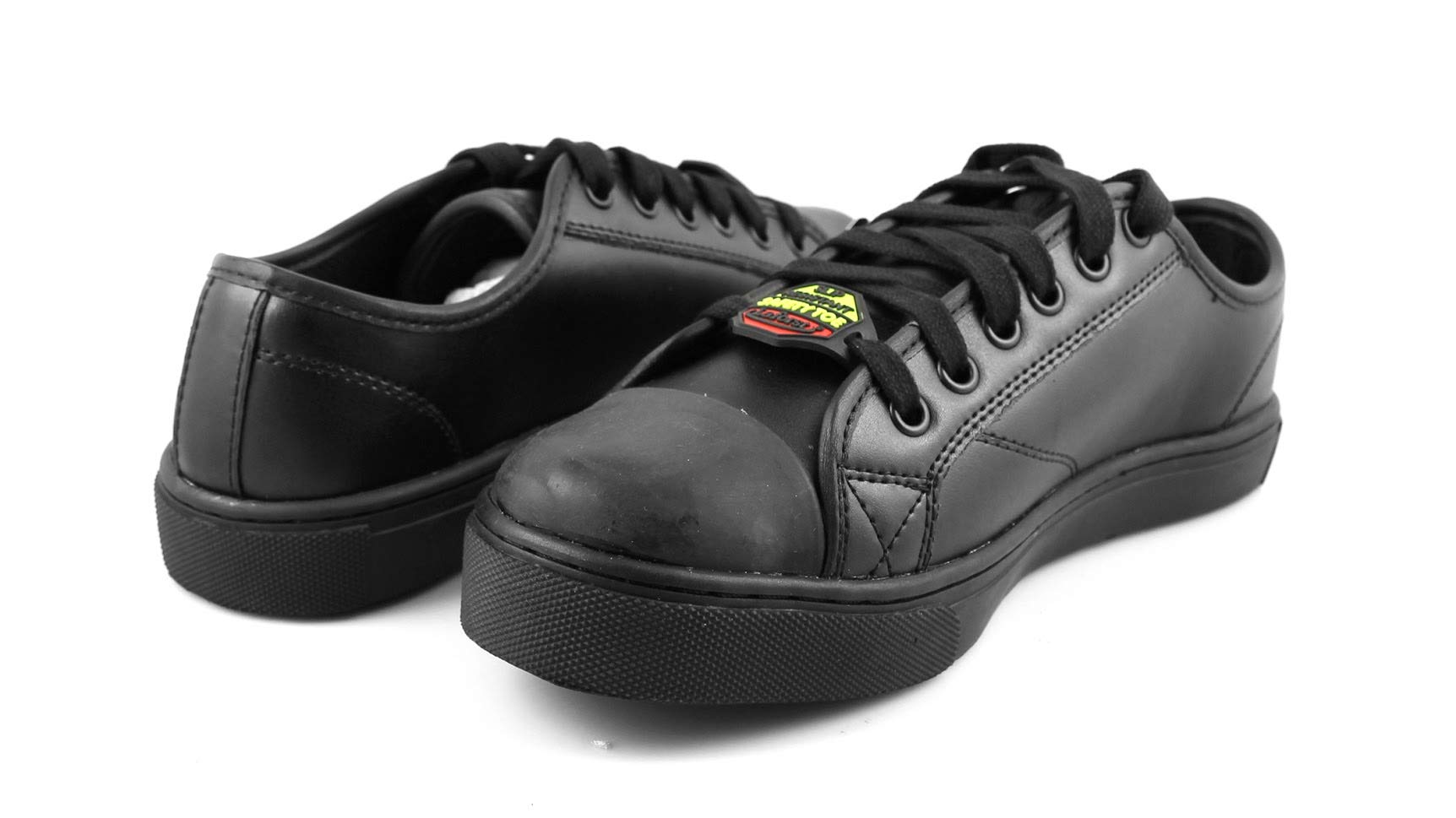 Laforst Womens Leather Slip Resistant Lace Up Work Flats Black 8.5