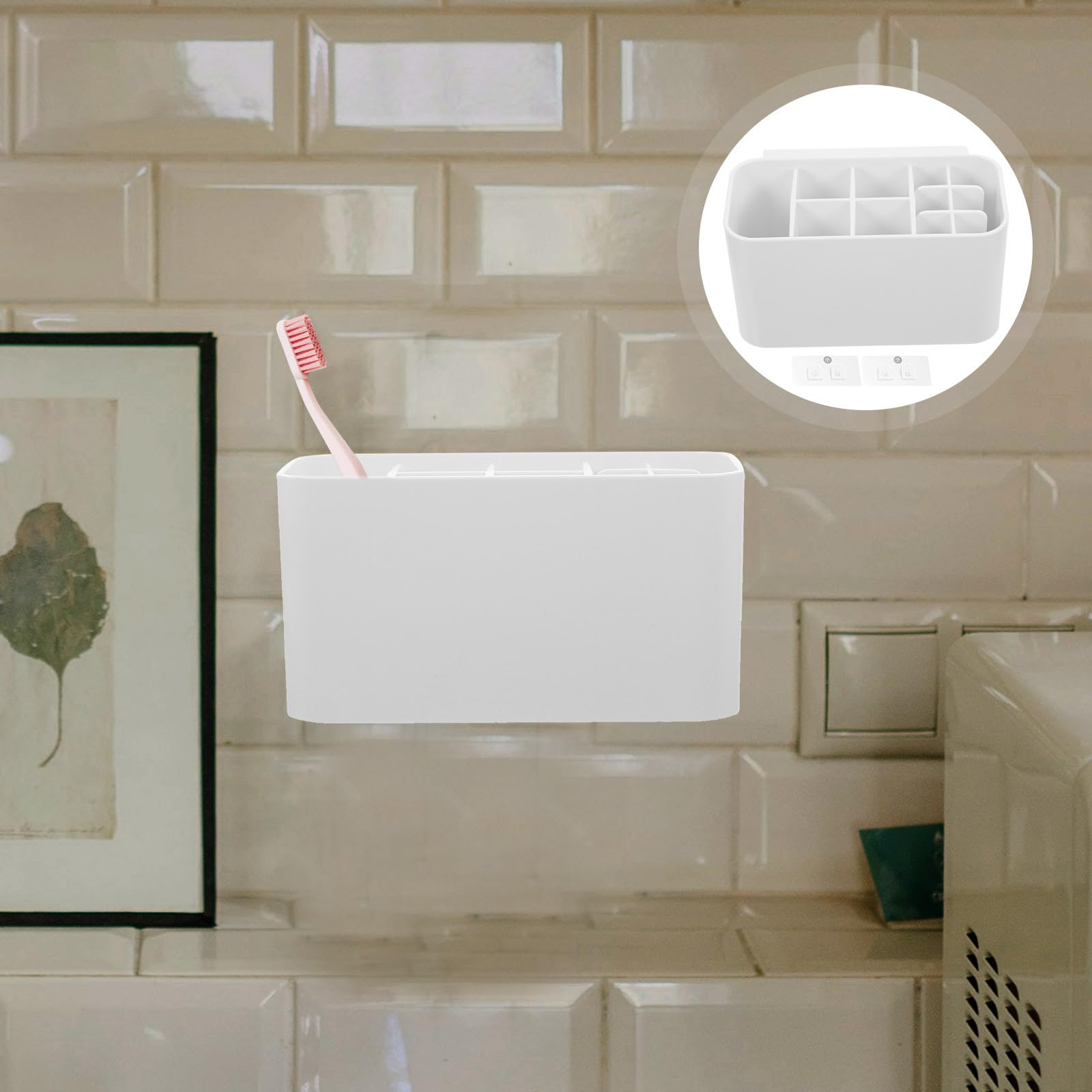 Soporte para Cepillos de Dientes Estuche Desmontable y Organizador de Cepillos para Baño, Diseño Simple de Abs Capacidad Adecuada y Ahorro de Espacio para Uso Diario Hogar