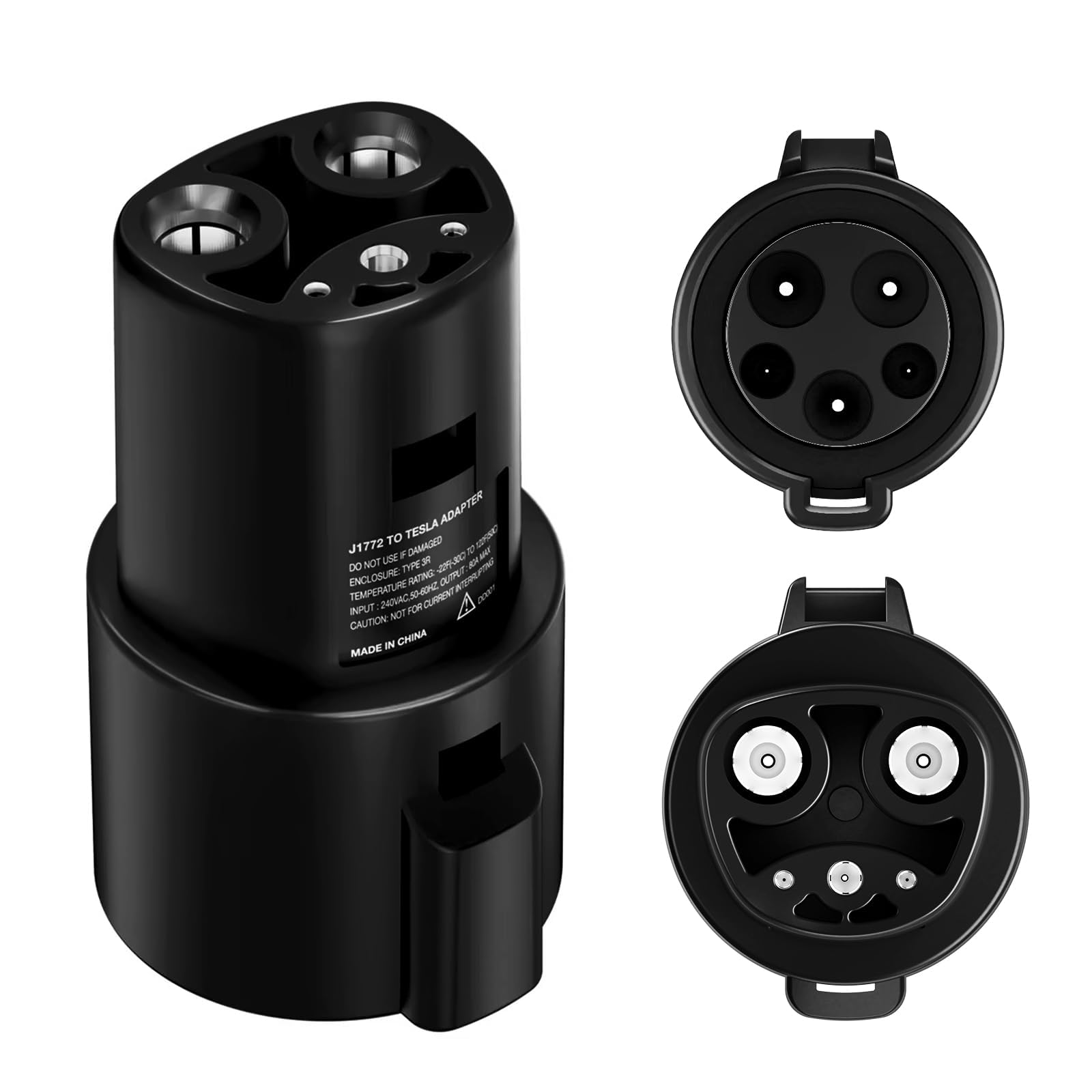 NALACAL J1772 to Tesla Adapter, J1772 Charger Adapter for Tesla Model-3/Y/X/S, SAE J1772 EV Charger Adapter for Tesla Cars ONLY [Safety Certified] 80A/250V AC, Optimal Fit (J1772 to Tesla, Black)
