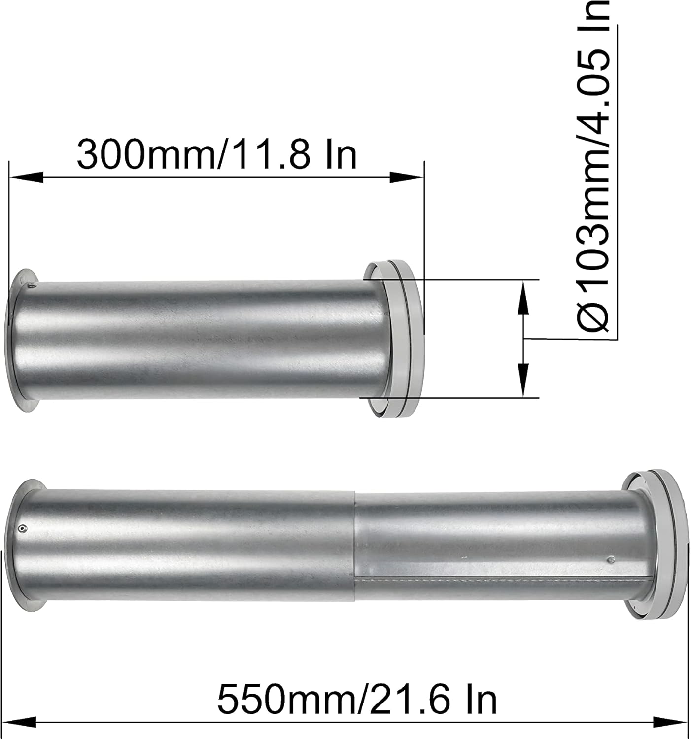 Repa Market 4" Inch Through-Wall Telescopic Ventilation Kit - Adjustable Air Supply Vent - Soundproof DIY Friendly - Modern Steel Diffuser - Aluminum Alloy Vent Grille Intake/Exhaust Vent Cover