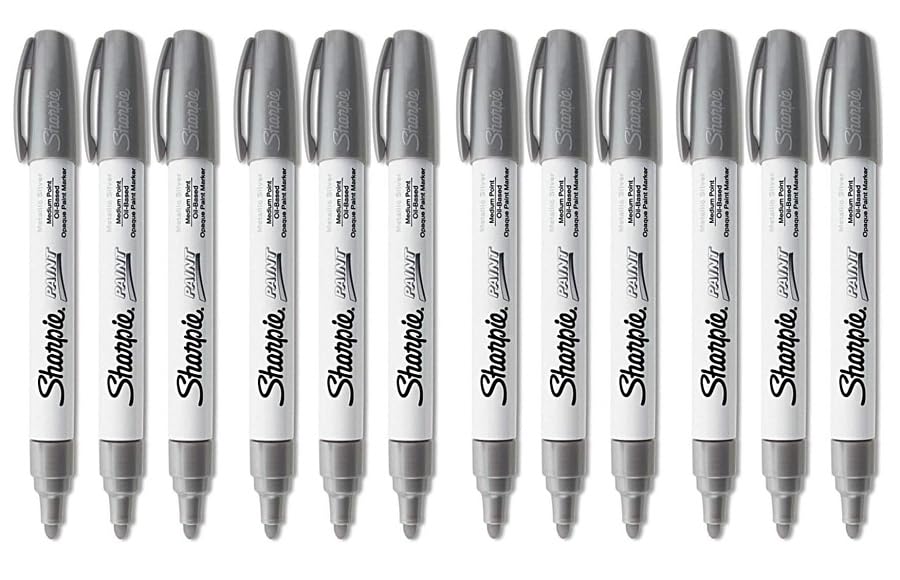 Sharpie Oil Based Paint Marker Pen Silver Medium Tip 12 Pack