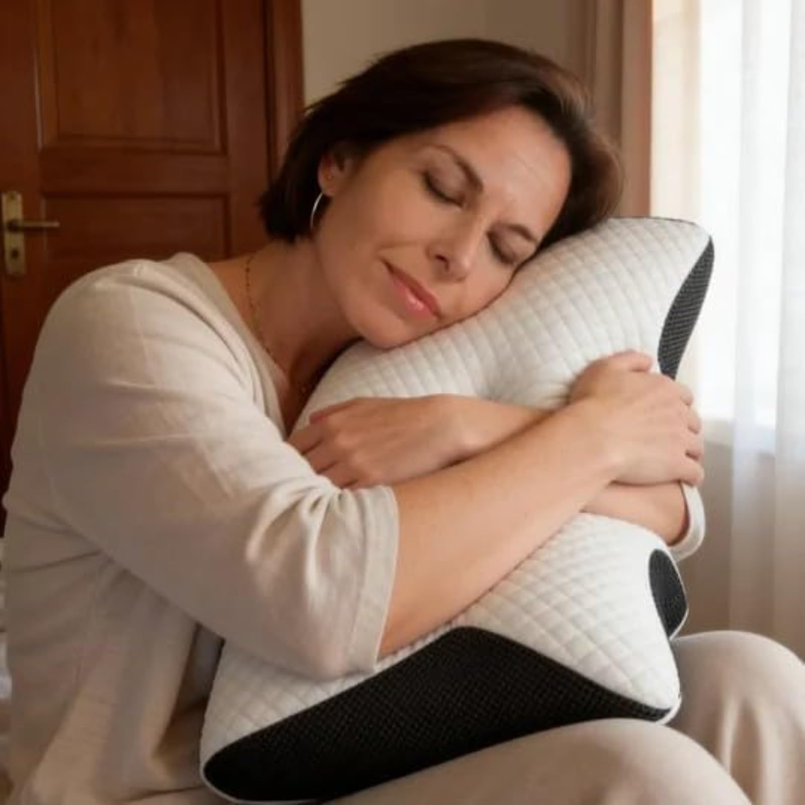Almohada Dormax - Almohada Ergonómica De Memoria para Dormir Lateral Y Supina,Alivia Dolor De Cuello Y Espalda, Funda Extraíble Lavable,Rebote Lento Protege El Cuello (Blanco)
