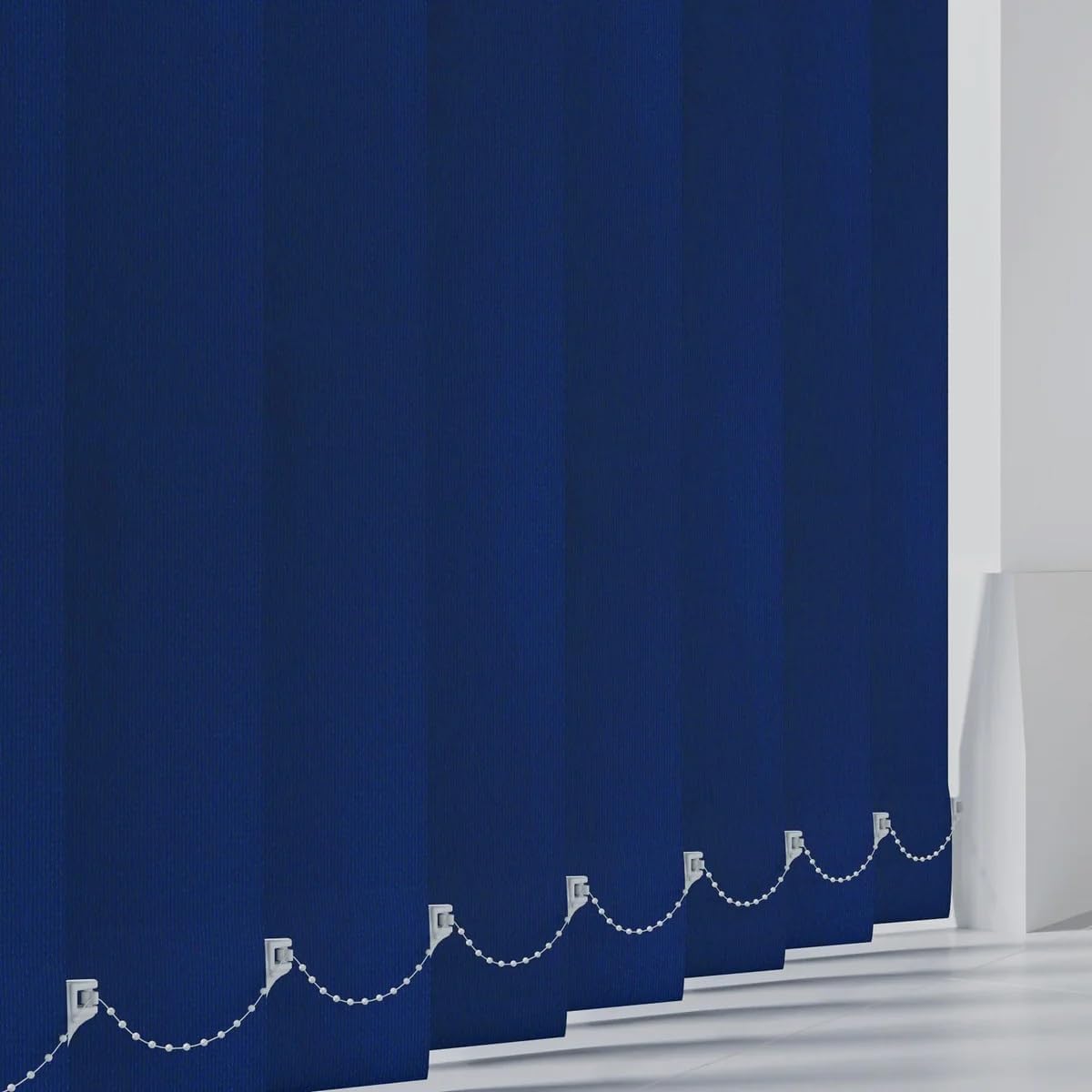 A.w Aqualush Navy Blue Made To Measure Blackout Vertical Blind Slats 89Mm (3.5") Pvc In | Waterproof Replacement Louvres Up To 150Cm With Weights Chains | Wipeable Window Replacement Louvres