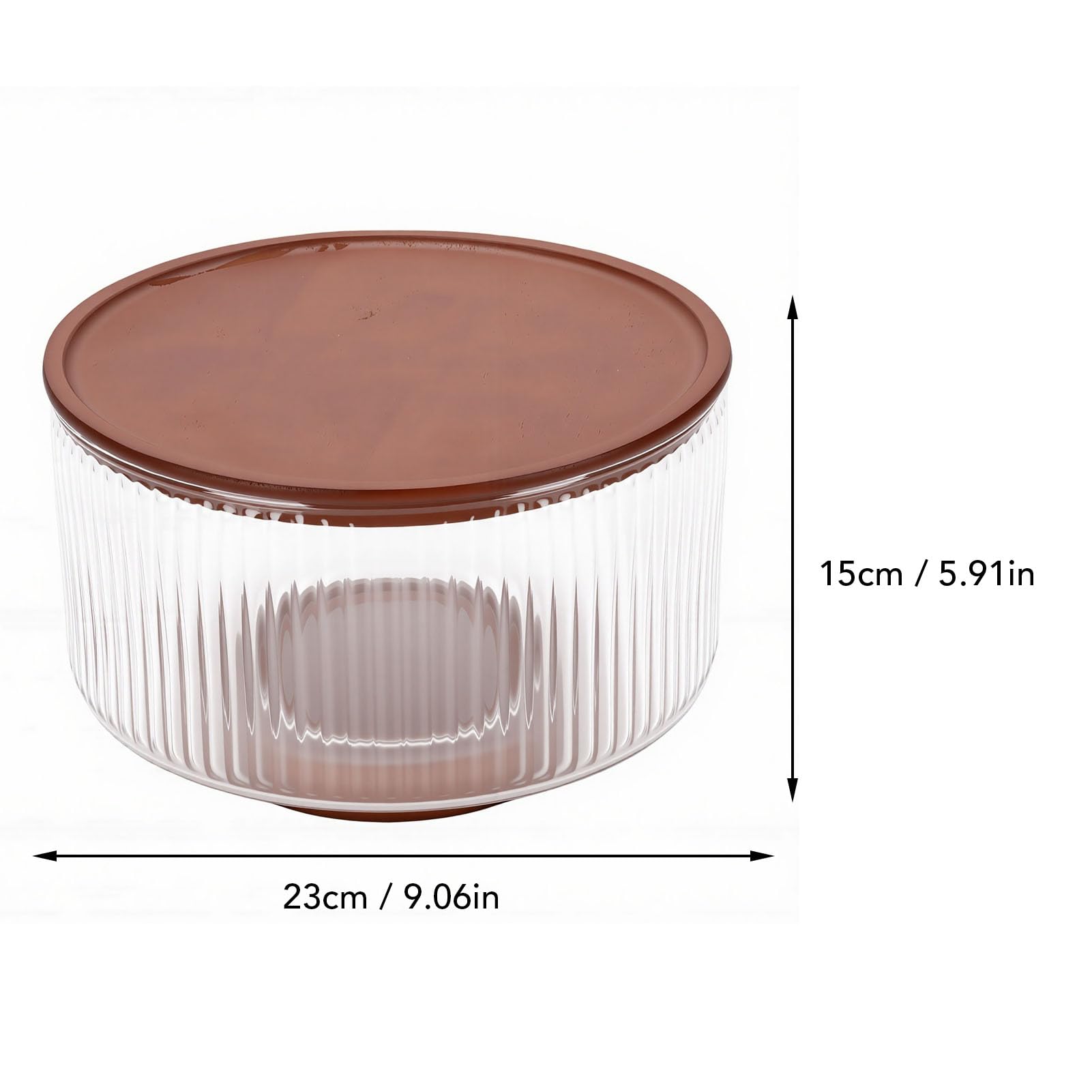 Haofy Ensaladera de Vidrio 9.06x5.91x5.71 Pulgadas 1700g Tazón de Vidrio Acanalado de Gran Capacidad con Tapa de Madera, Tazón Transparente para Servir para Cenas Familiares Ensaladas (claro)