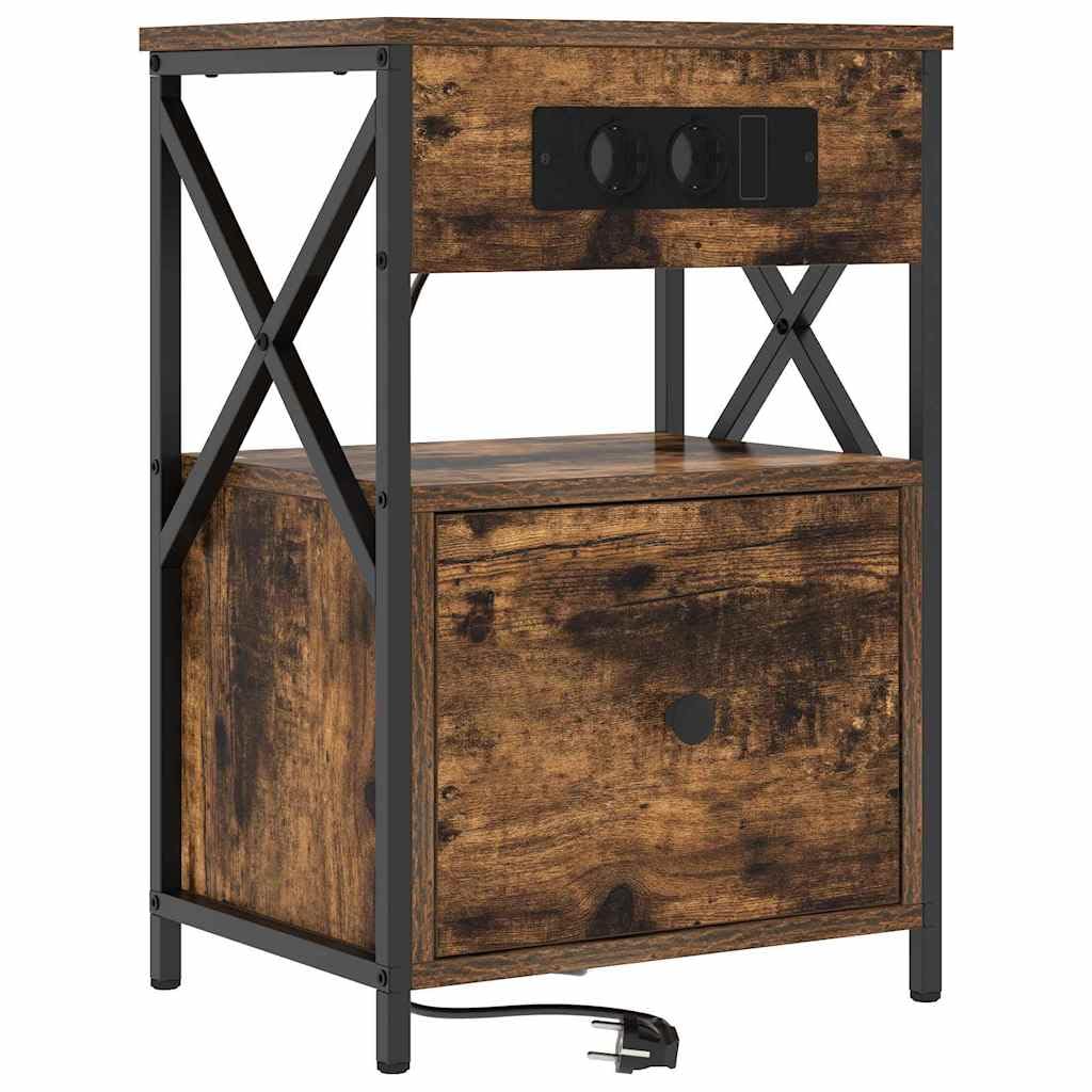 Mesa de Noche Moderna con Cajones y Estanterías, Armario de Almacenamiento Compacto con Acabado Texturizado y Marco de Acero, Fácil Ensamblaje para Dormitorio Funcional