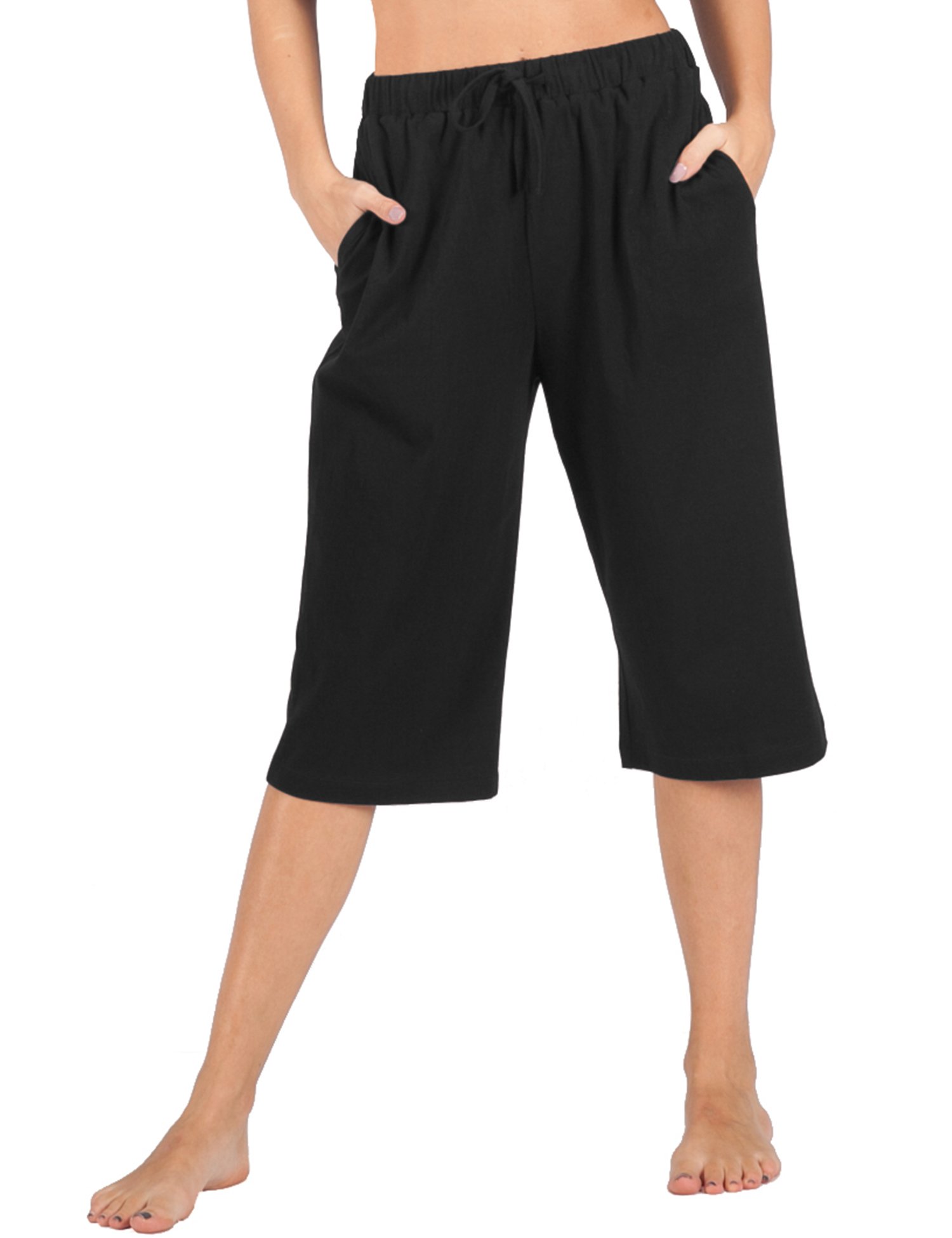 WEWINK CUKOO 100% Cotton Women Capri Pajama Pants, Soft Lounge Bottom with Pockets Sleepwear