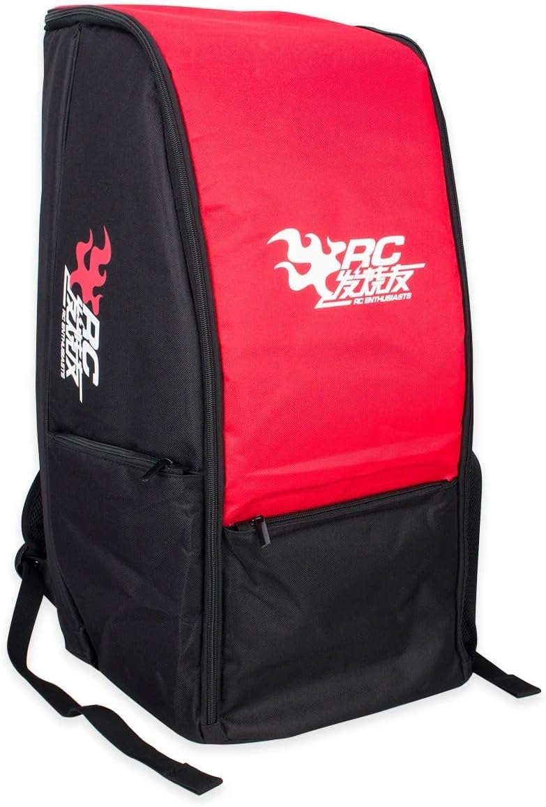RC Car Bag, Waterproof RC Backpack, RC Car Storage with PP Board Support and Multi Pockets for Tools & Accessories for Axial SCX10 Capra & TRX4 TRX6 1/10 Scale RC Crawler Buggy Monster Truck (Red)