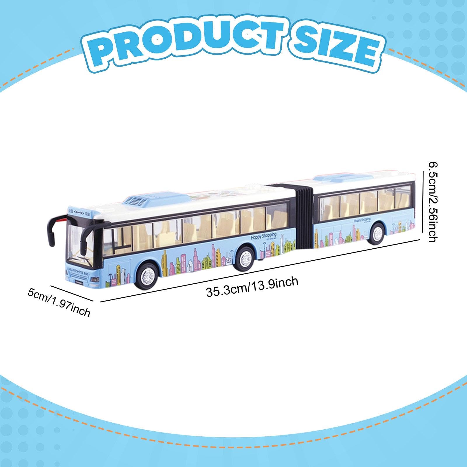Modellino di Autobus Giocattolo con Porte Funzionanti, Motore a Retrocarica, Luci E Suoni. Realizzato in Robusta Lega. per Bambini dai 3 Anni in su. D, Blu