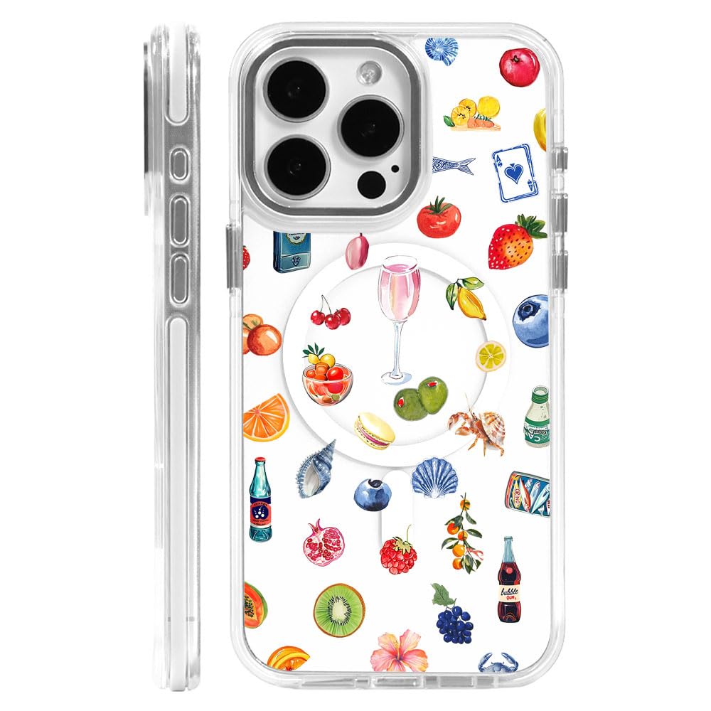 DAIZAG Case for iPhone 14 Pro Max, [Compatible with MagSafe],Fruit Flower Seashell Aesthetic Phone Case for Women Girls Magnetic Clear Cover Case for