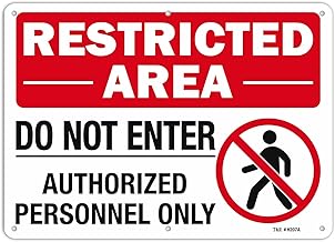 T&R Large Restricted Area Do Not Enter Authorized Personnel Only Sign,1 Pack,14x10 Inches Rust Free .040 Aluminum,UV Protected, Waterproof, Weatherproof and Fade Resistant,6 Pre-drilled Holes