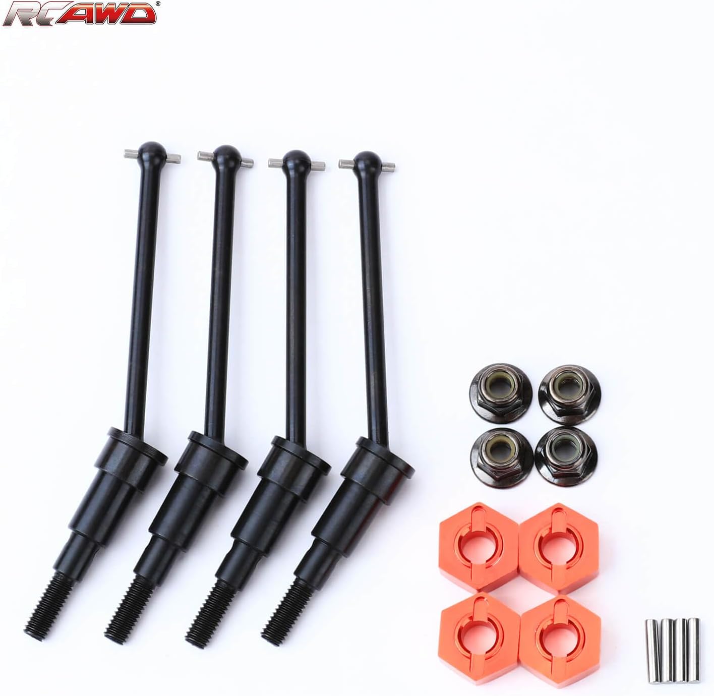 RCAWD Front and Rear Chromium Steel CVD Driveshafts + Metal H12*5.5MM Coupling Set for ARRMA 1/18 ARA2102 GROM MEGA